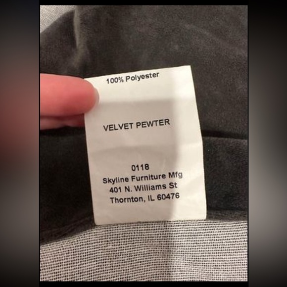 Gray velvet curtains by skyline furniture (8 panels available) - Picture 3 of 5